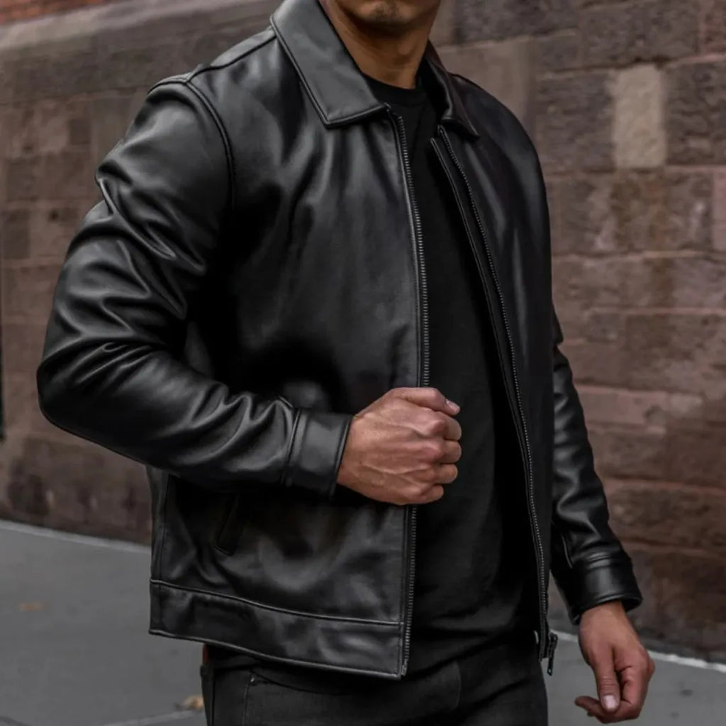 Men's Premium Classic Leather Jacket — 68% OFF Today + Free Shipping