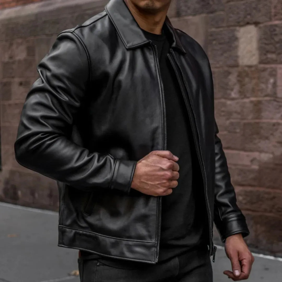 Men's Premium Classic Leather Jacket — 68% OFF Today + Free Shipping