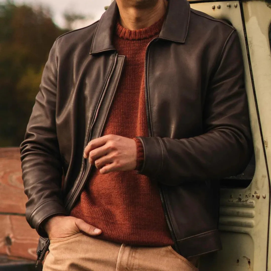 Men's Premium Classic Leather Jacket — 68% OFF Today + Free Shipping